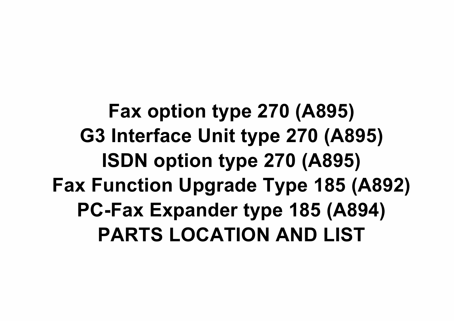 RICOH Options A895 A894 A892 Fax-option-type-270 Parts Catalog PDF download-1